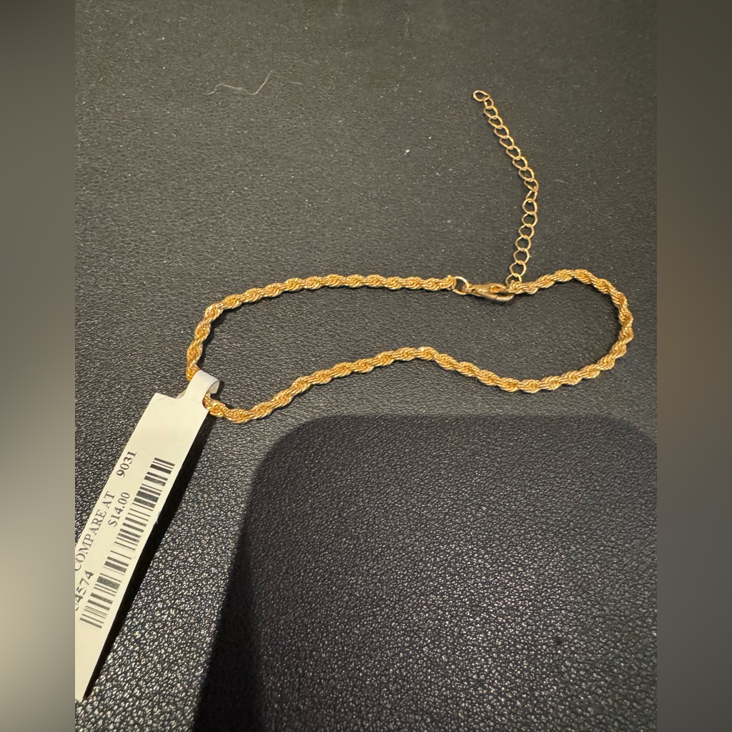 Gold Rope Chain Anklet With Adjustable Claw Hook